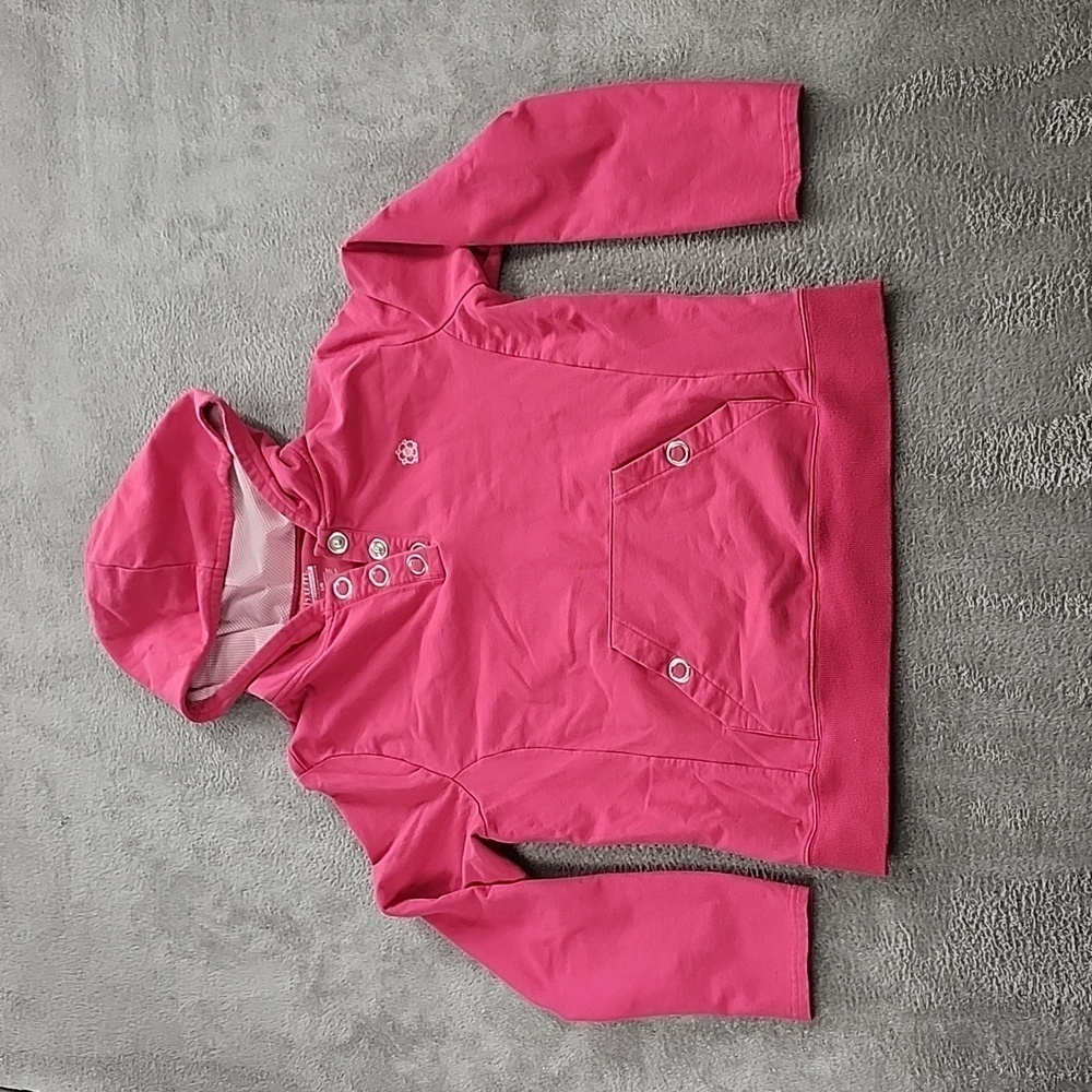 Bum Equipment Hoodie Womens Large Pink Pull Over Stretch